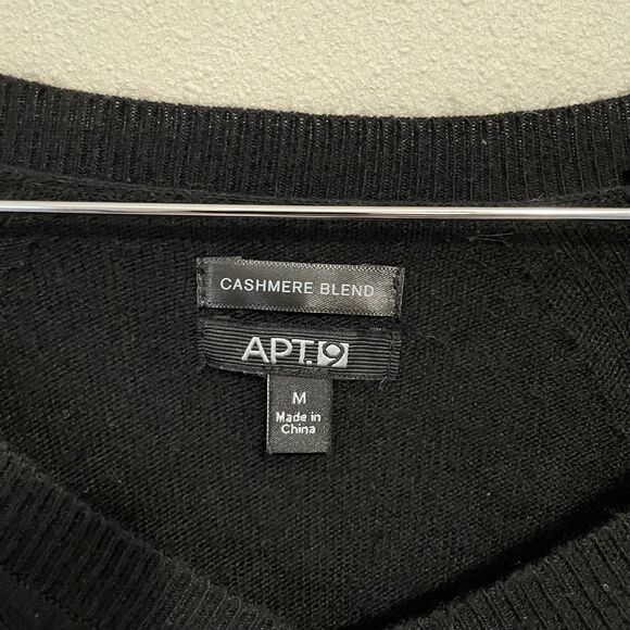 Apt 9 Cashmere Sweater Women's M Black V Neck Pullover Soft Lightweight - Picture 6 of 7